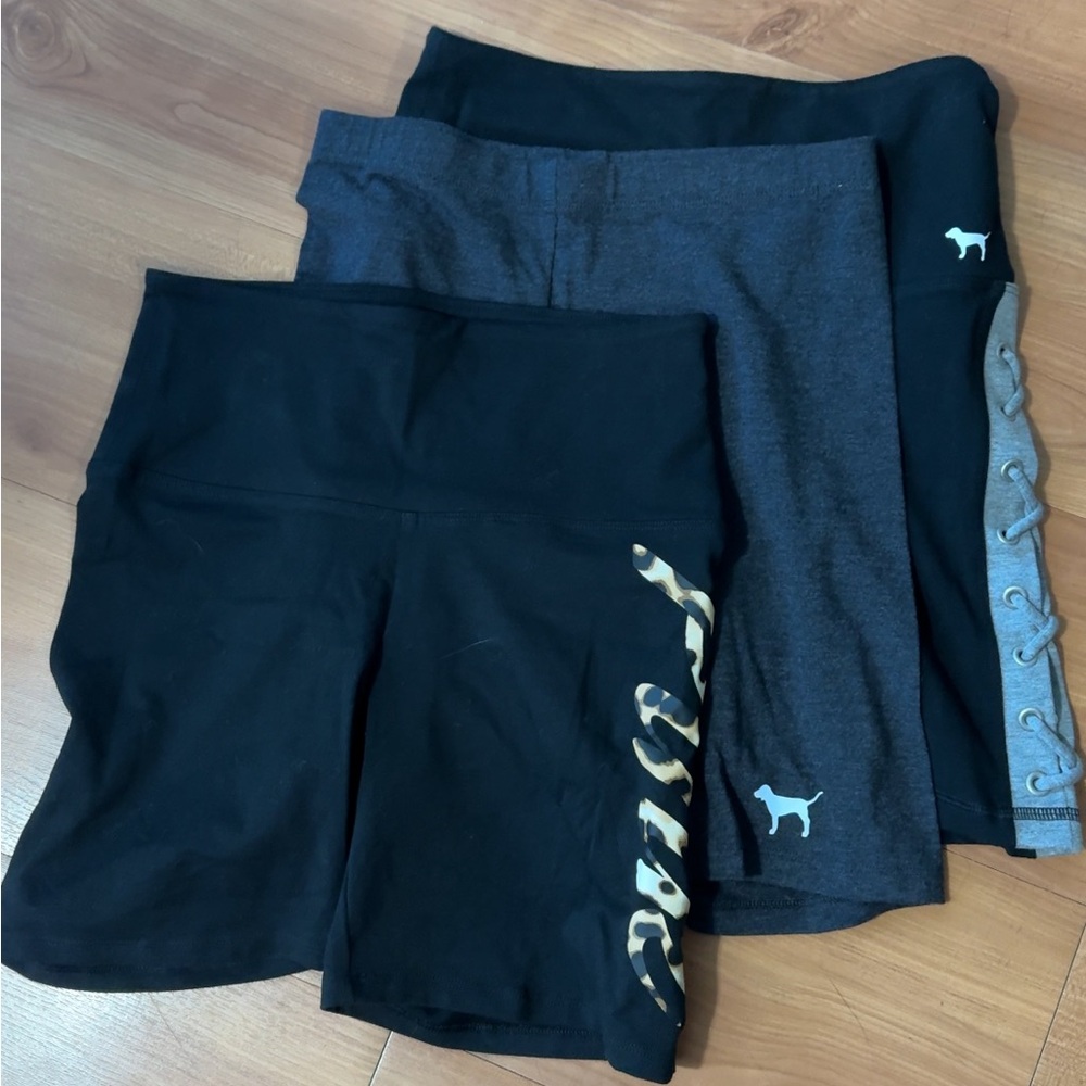 PINK Victoria's Secret Black and Gray Shorts Trio